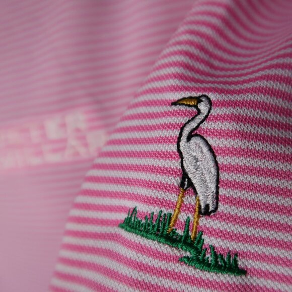 Peter Millar Pink Striped Performance Polo (L) ⛳️ - Picture 8 of 9